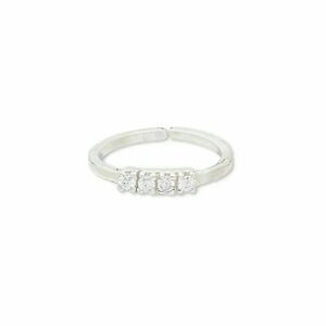 Hand Crafted Sterling Silver Over Copper India Row of 4 CZ Adjustable Ring